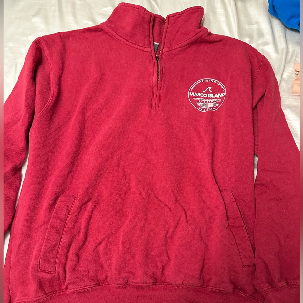 Red Marco Island Quarter Zip Hoodie